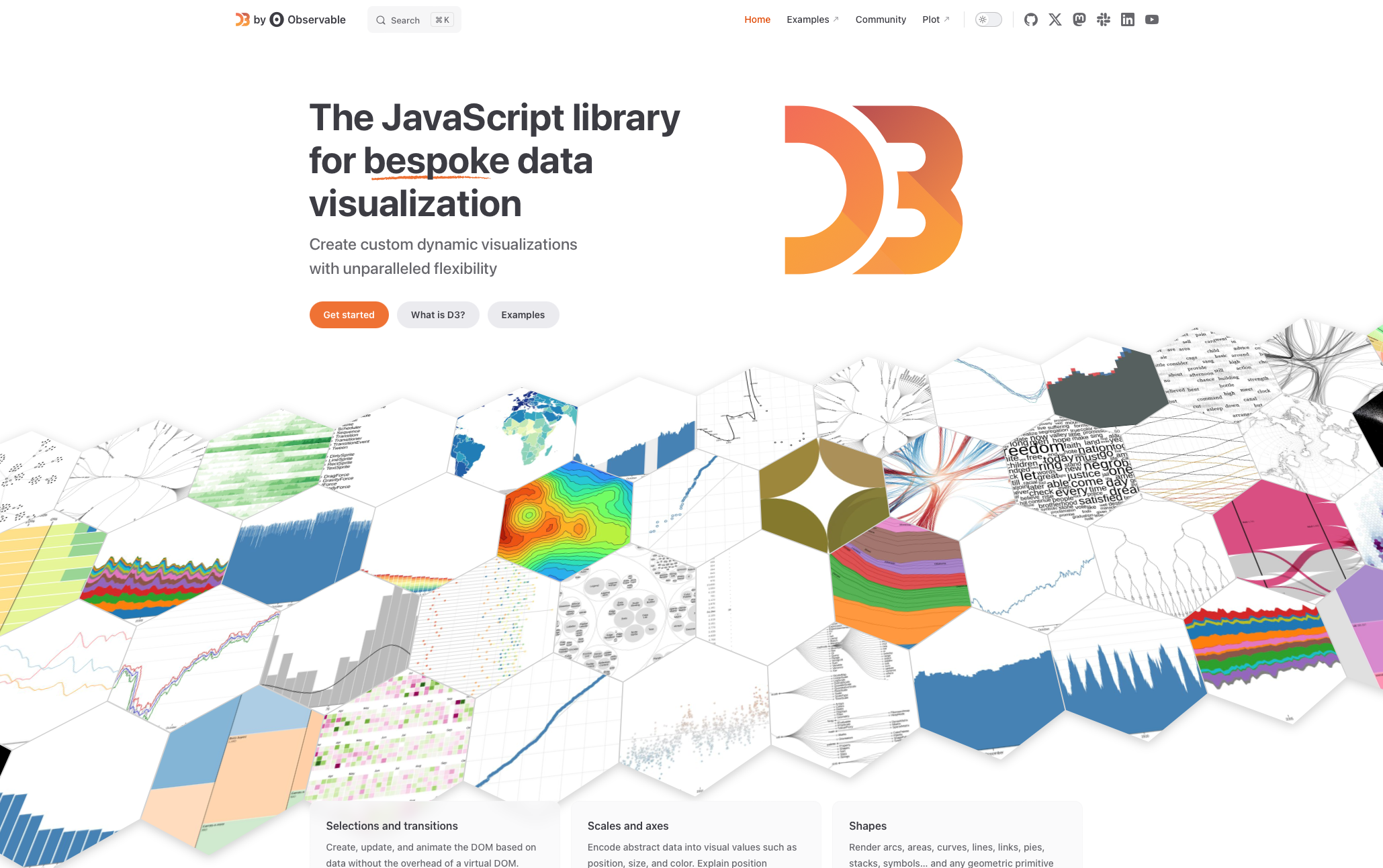 Screenshot of the d3.js website