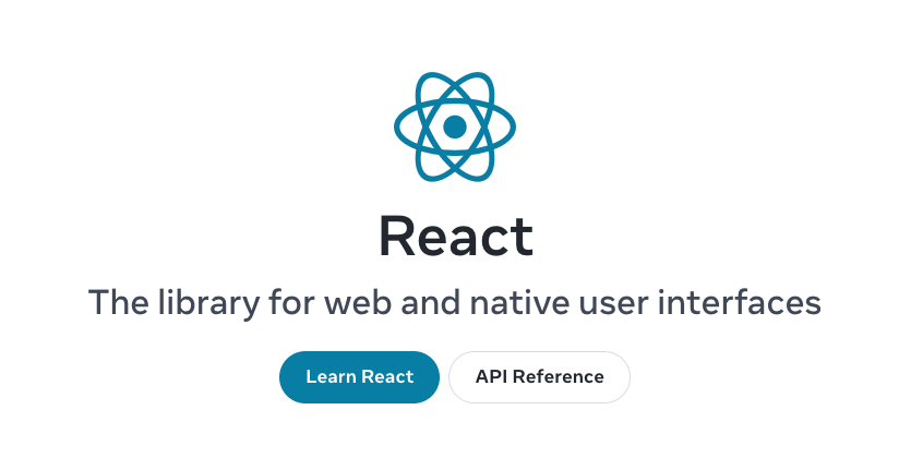 Screenshot of the React website front page